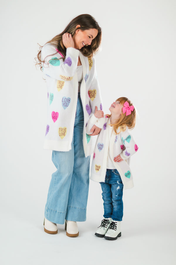 Mom & Me - Candy Hearts Cardigan | Sparkle in Pink