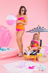 Mom & Me - Pink & Orange Striped Swimsuit - Sparkle in Pink