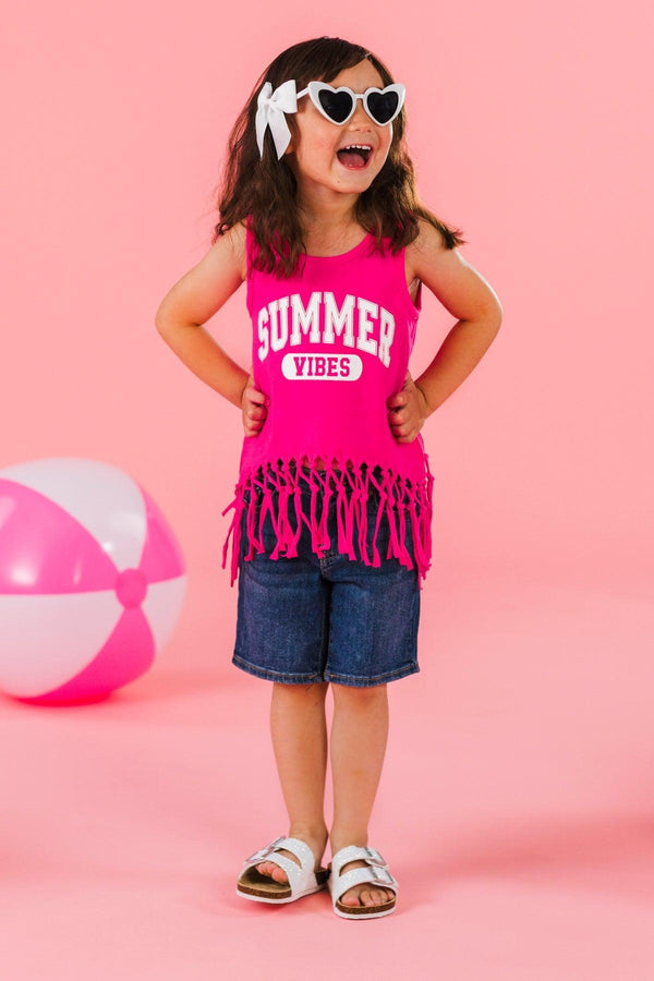 Mom & Me - "Summer Vibes" Hot Pink Tank Top | Sparkle in Pink