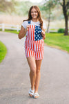 Mom & Kid - American Flag Denim Overalls | Sparkle in Pink