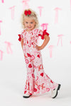 Pink Hearts & Bows Bell Bottom Jumpsuit