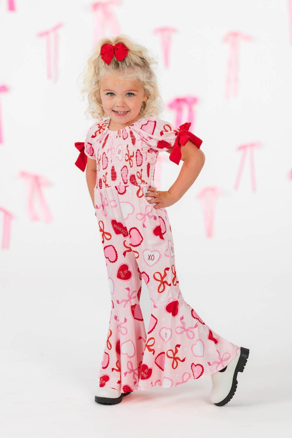 Pink Hearts & Bows Bell Bottom Jumpsuit