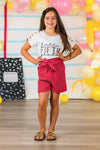 "Hello Pre-K - 6th Grade" Corduroy Short Set | Sparkle in Pink