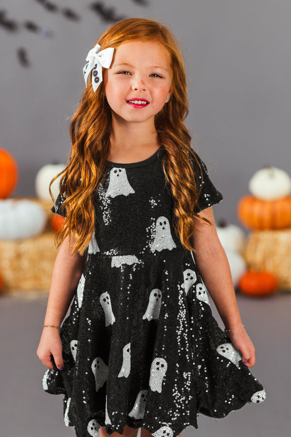 Black Sequin Ghost Dress | Sparkle in Pink