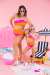 Mom & Me - Pink & Orange Striped Swimsuit - Sparkle in Pink