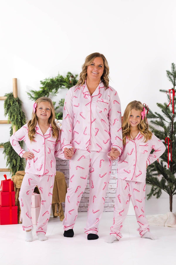Mom & Me - Pink Candy Cane Pajamas