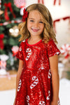 Red Sequin Candy Cane Dress