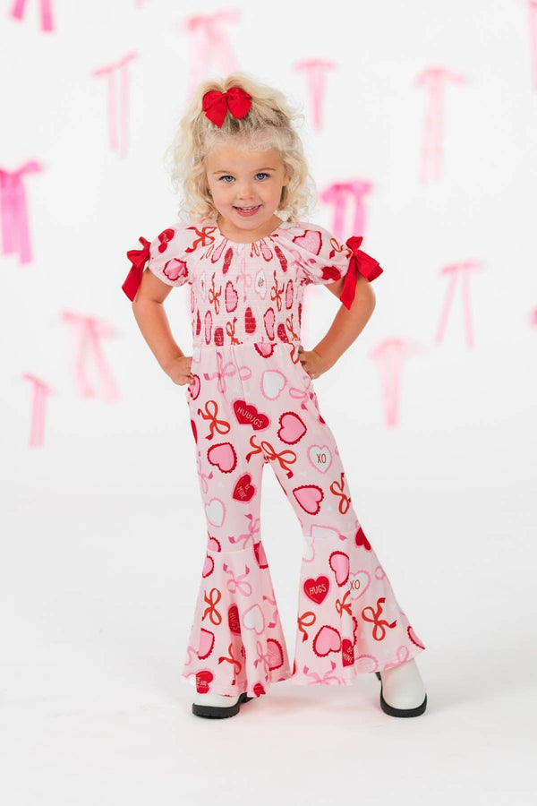 Pink Hearts & Bows Bell Bottom Jumpsuit