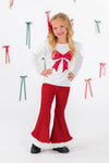 Santa Bow Glitter Bell Bottom Set