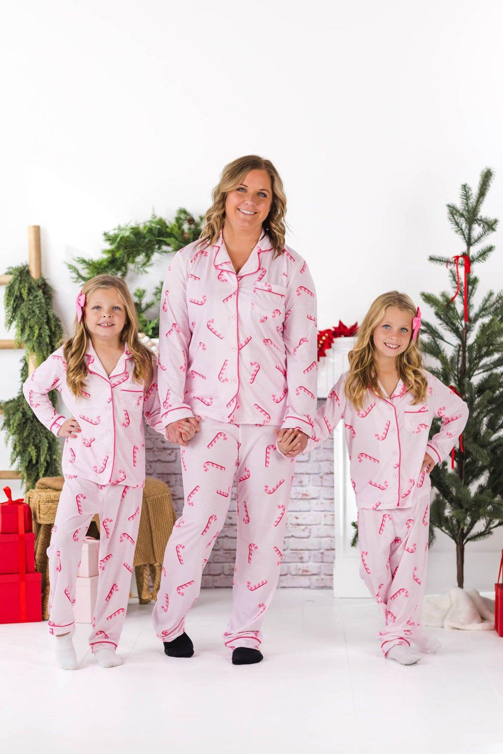 Mom & Me - Pink Candy Cane Pajamas