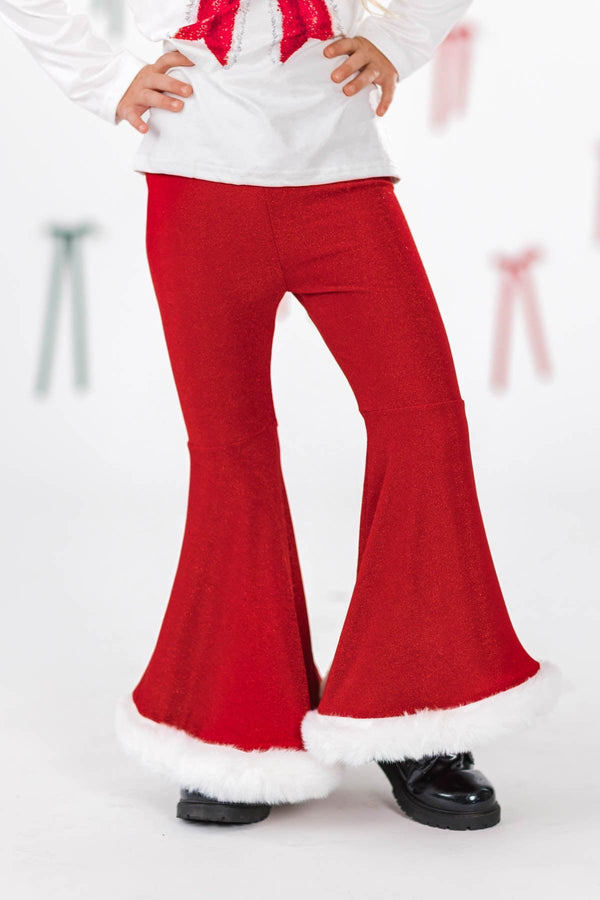 Santa Bow Glitter Bell Bottom Set