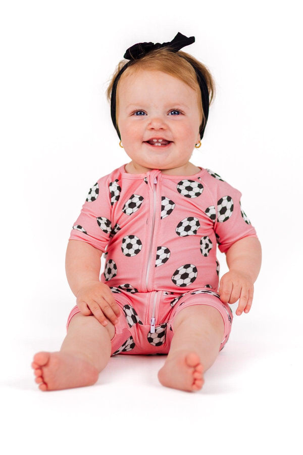 Pink Bamboo Soccer Ball Onesie | Sparkle in Pink