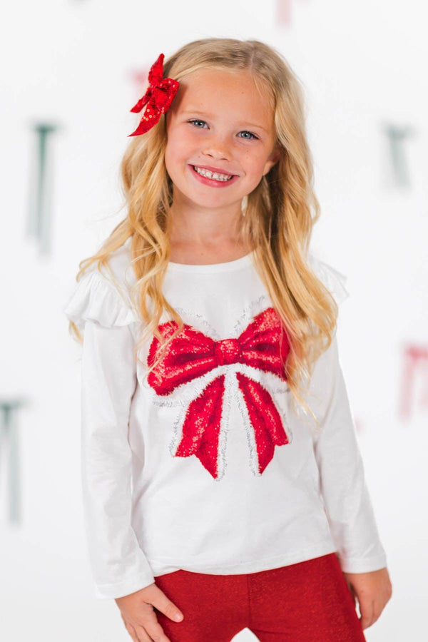 Santa Bow Glitter Bell Bottom Set