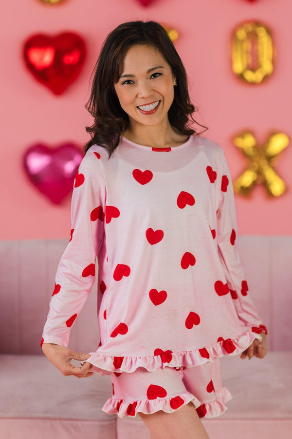 Mom & Me - Pink Ruffle Heart Pajamas
