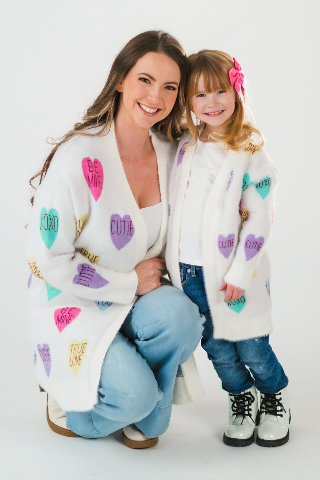 Mom & Me - Candy Hearts Cardigan | Sparkle in Pink
