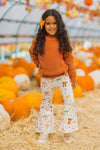 Rust Knit Sweater Bows Flare Pant Set