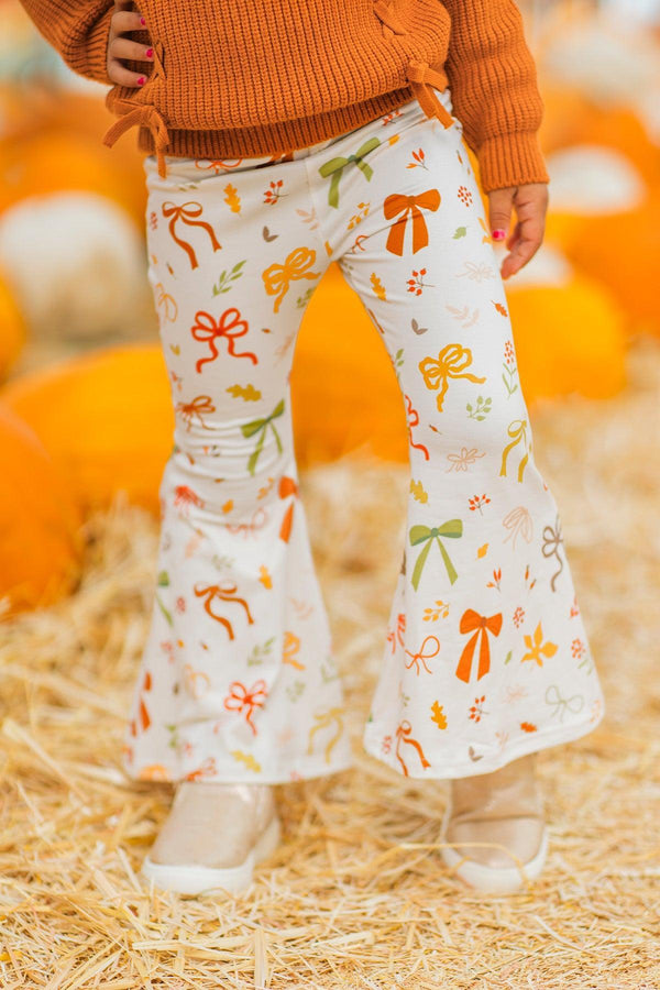 Rust Knit Sweater Bows Flare Pant Set
