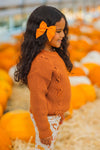 Rust Knit Sweater Bows Flare Pant Set