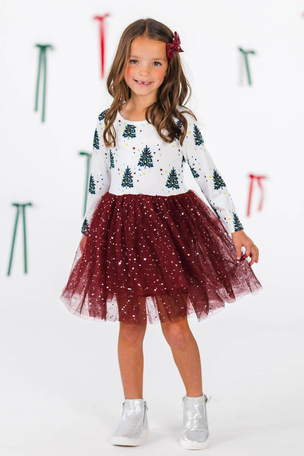 Burgundy Christmas Tree Tutu Dress 3XS-6-12 Months