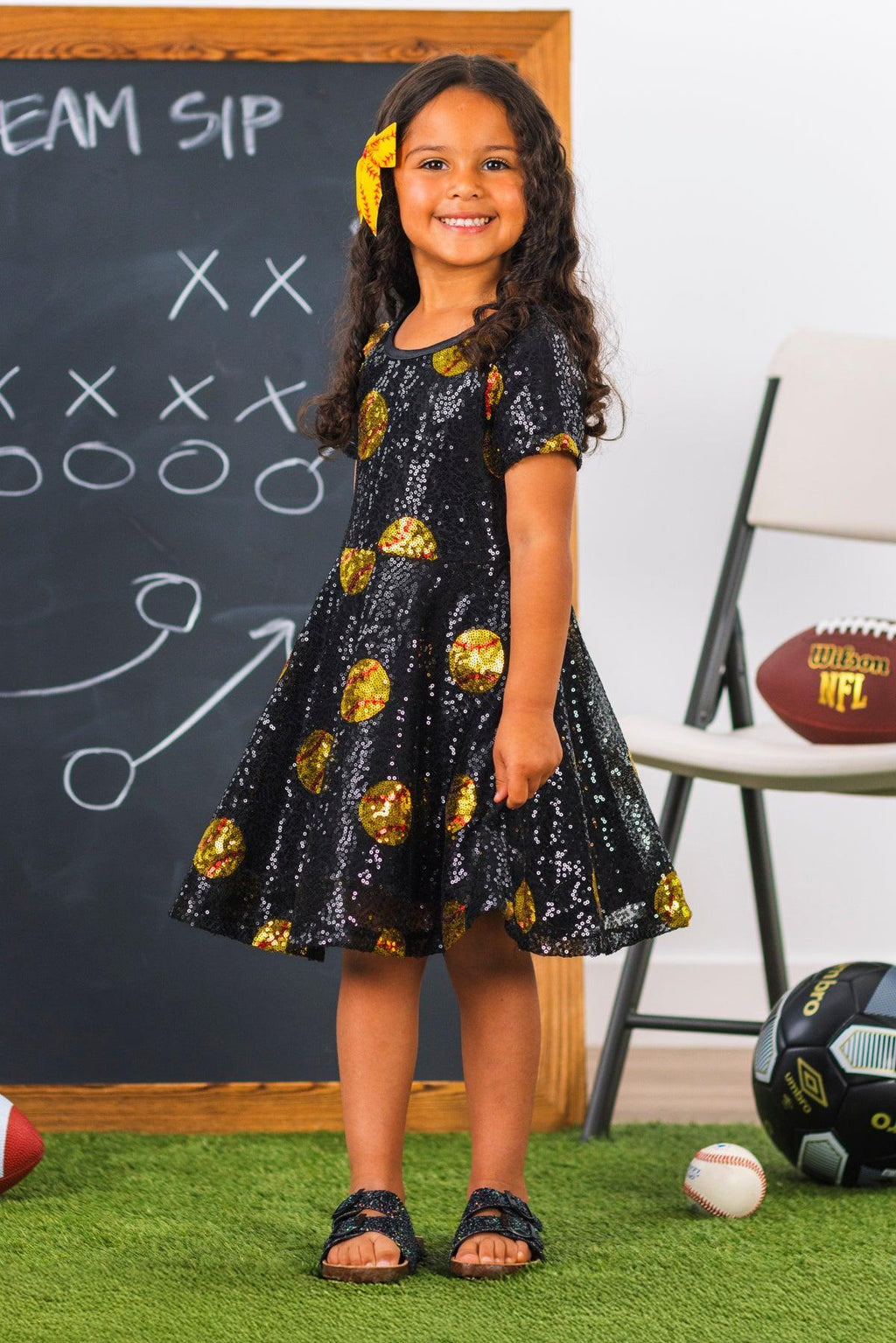 Black Sequin Softball Dress | Sparkle in Pink