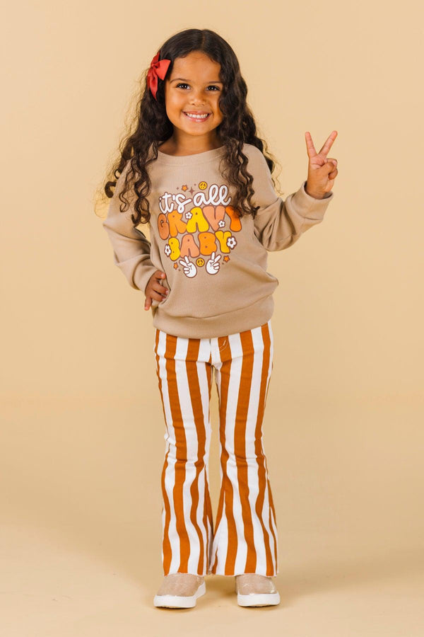 "It's All Gravy Baby" Striped Denim Bell Bottom Set