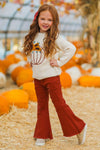 Knit Pumpkin Sweater Flare Denim Set