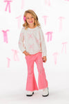 Pink Bows Denim Flare Pant Set