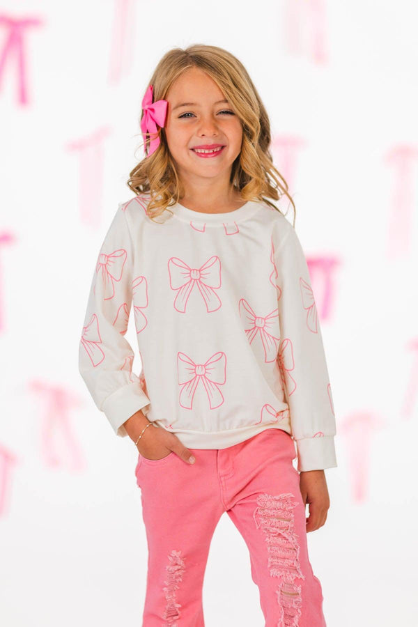 Pink Bows Denim Flare Pant Set