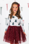 Burgundy Christmas Tree Tutu Dress