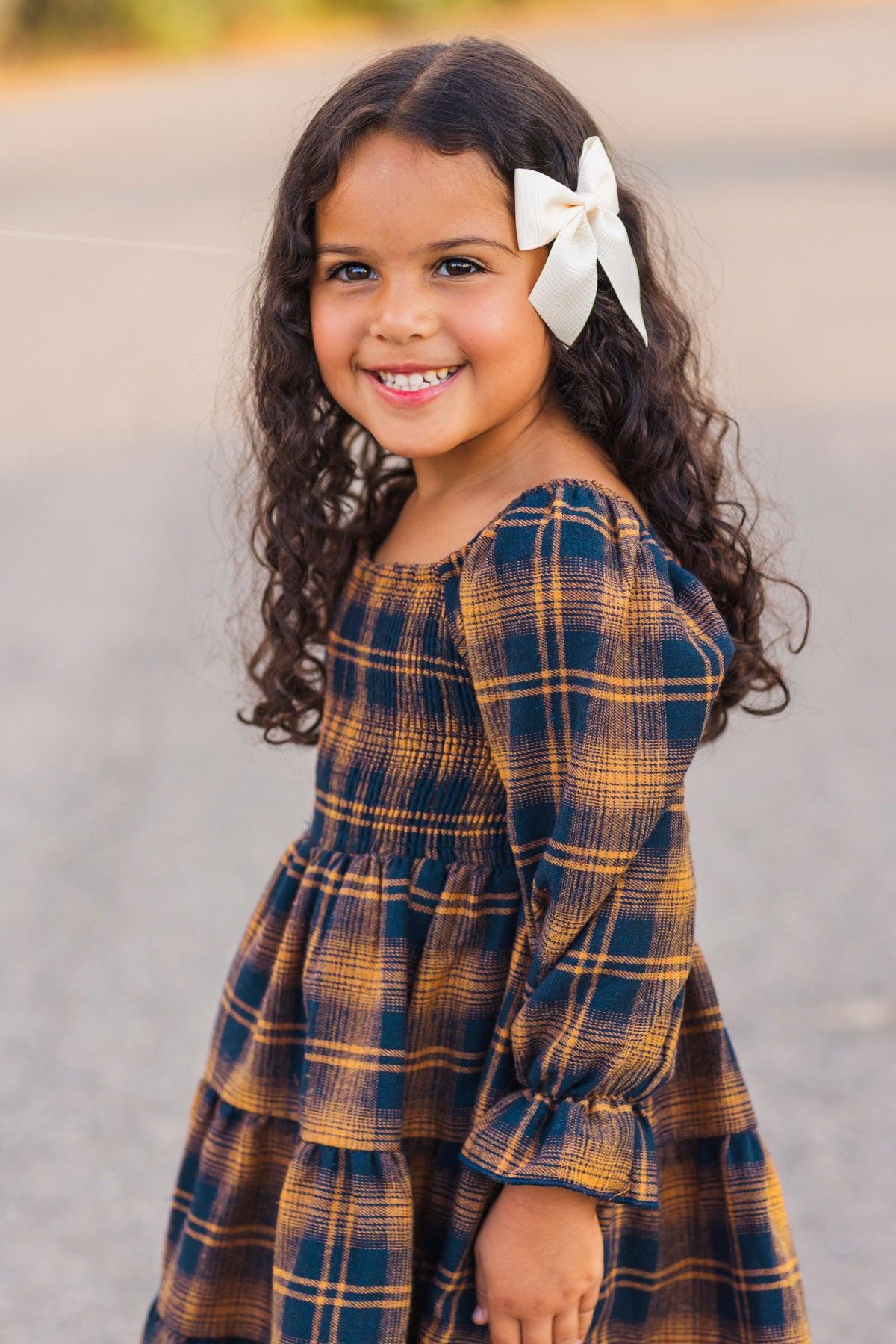 Mom & Kid - Navy & Rust Plaid Dress & Shirt | Sparkle in Pink