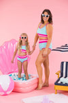 Mom & Me - Blue & Pink Stripe Bikini - Sparkle in Pink