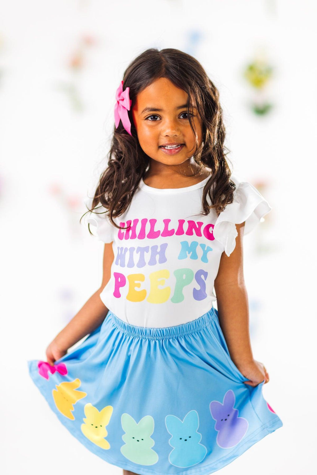"Chilling With My Peeps" Skirt Set | Sparkle in Pink