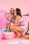 Mom & Me - Blue & Pink Stripe Bikini - Sparkle in Pink