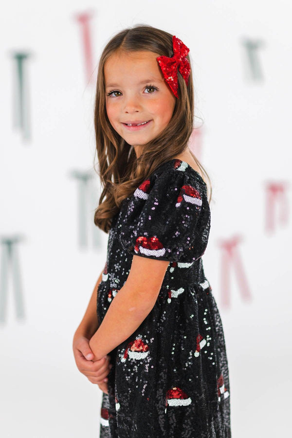Black Sequin Santa Hat Dress 4XL-10/12 Years Black Sequin Santa Hat Dress 4XL-10/12 Years