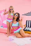 Mom & Me - Blue & Pink Stripe Bikini - Sparkle in Pink