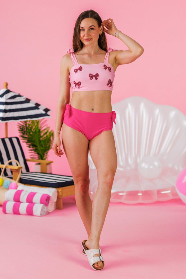 Mom & Me - Pink Sequin Bow Bikini | Sparkle in Pink