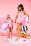 Mom & Me - "Besties" Pink One Piece Swimsuit - Sparkle in Pink