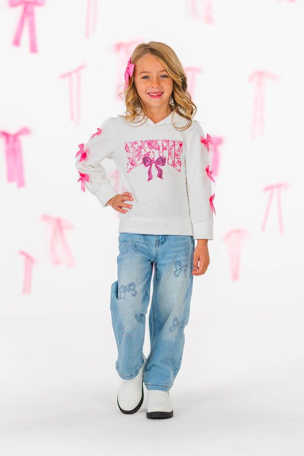 "Bestie" Pink Bow Hoodie