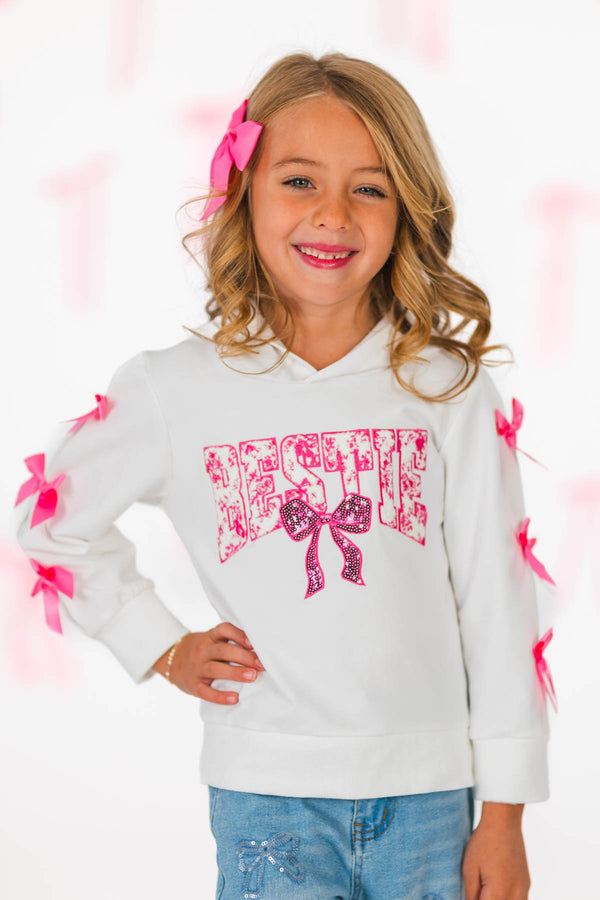 "Bestie" Pink Bow Hoodie