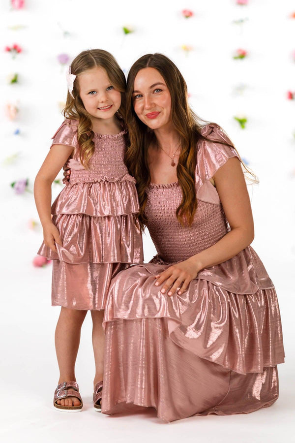 Mom & Me - Metallic Ruffle Dress | Sparkle in Pink