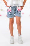 Bunny Bow Denim Short Set | Sparkle in Pink
