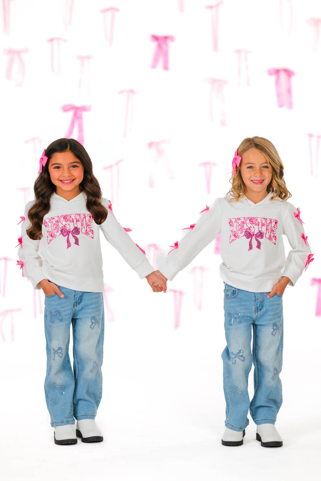 "Bestie" Pink Bow Hoodie