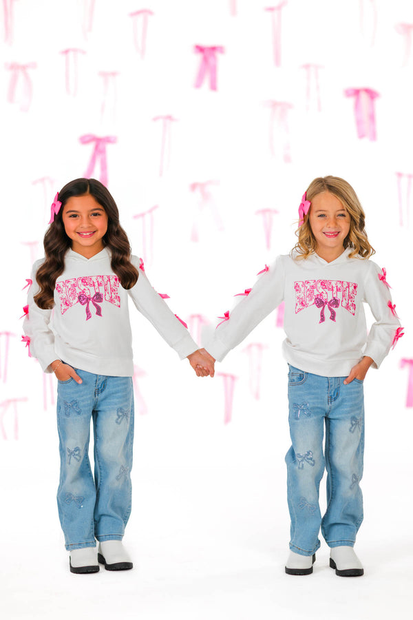 "Bestie" Pink Bow Hoodie