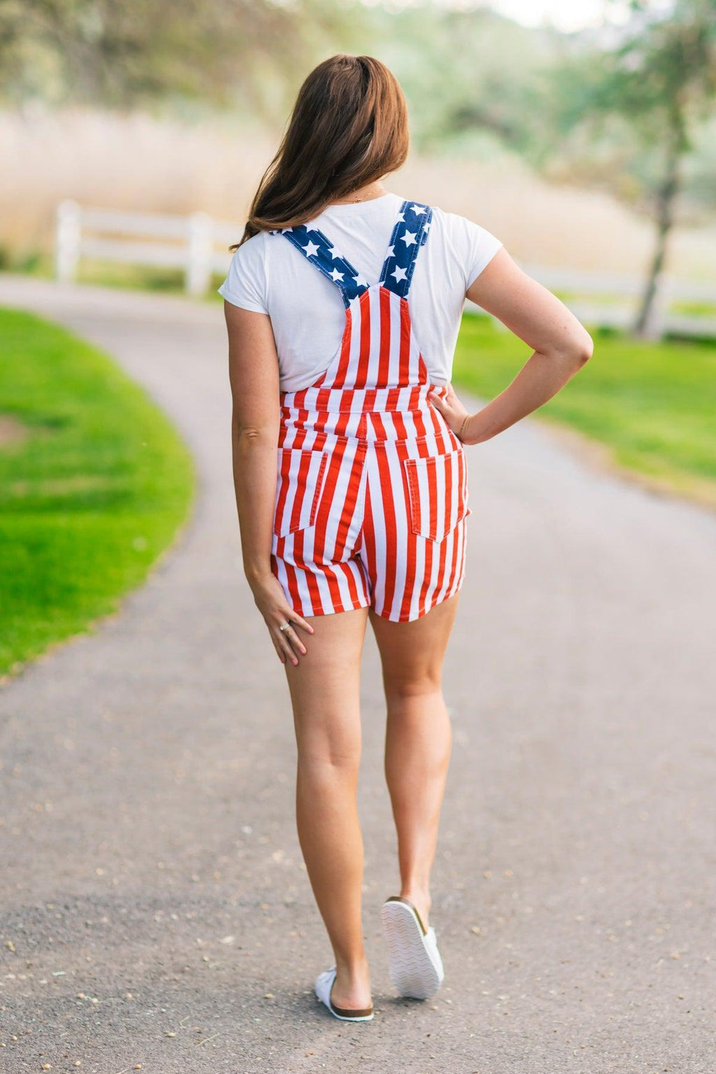 Mom & Kid - American Flag Denim Overalls | Sparkle in Pink