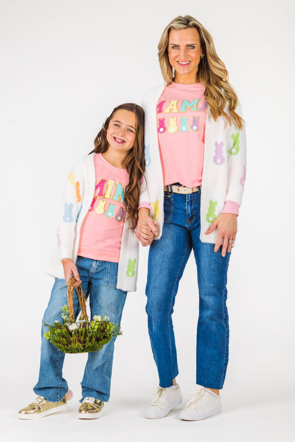 Mom & Me - Cozy Pastel Bunny Cardigan | Sparkle in Pink