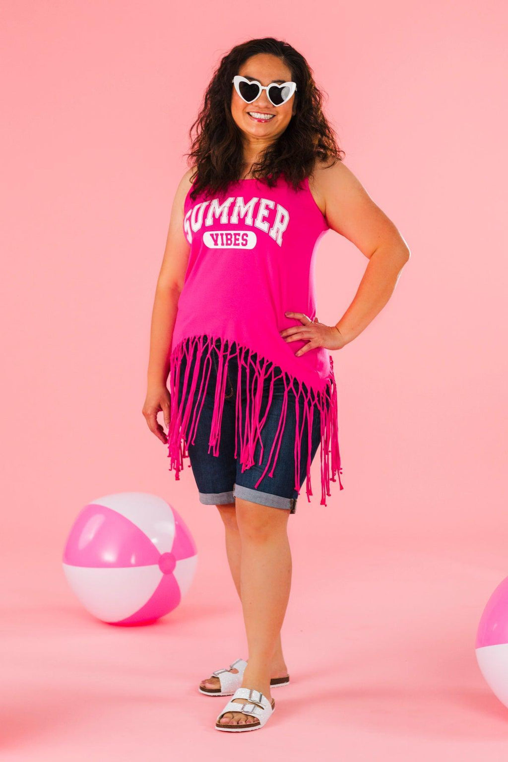 Mom & Me - "Summer Vibes" Hot Pink Tank Top | Sparkle in Pink