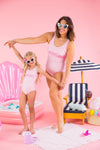 Mom & Me - "Besties" Pink One Piece Swimsuit - Sparkle in Pink
