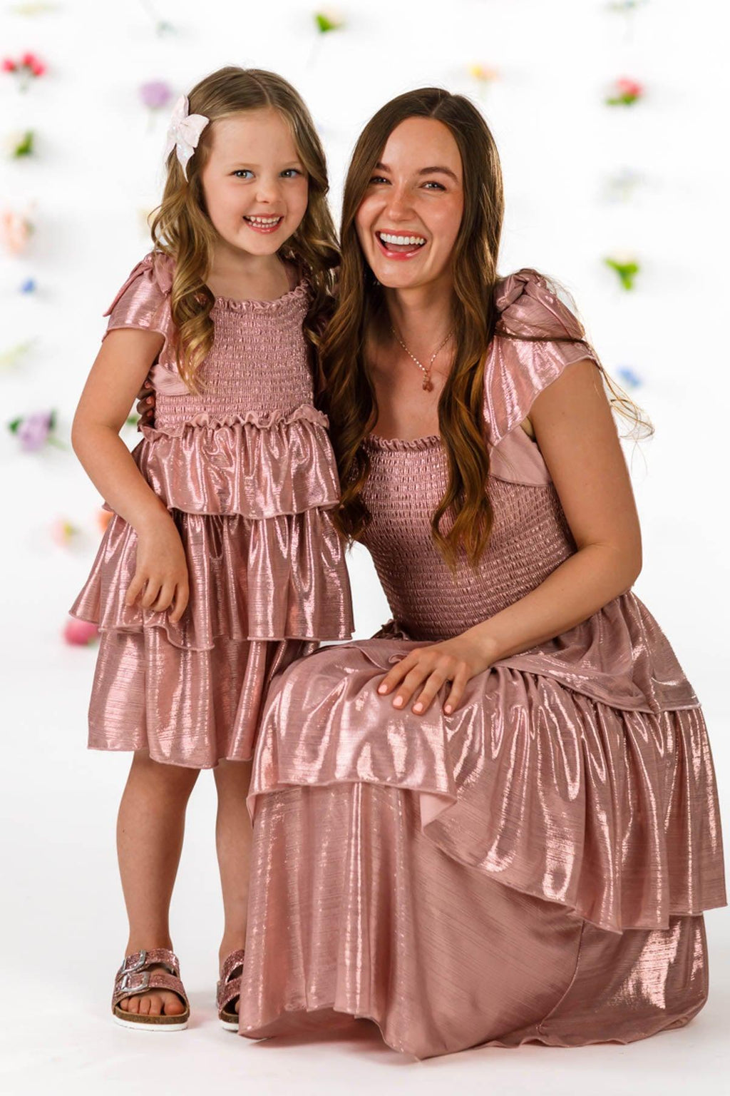 Mom & Me - Metallic Ruffle Dress | Sparkle in Pink