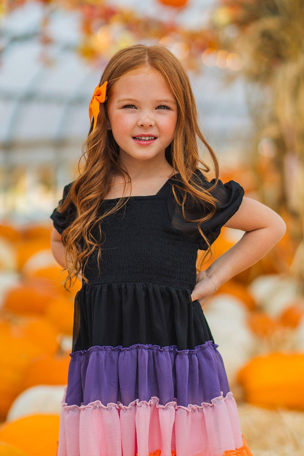 Black Halloween Ruffle Dress | Sparkle in Pink