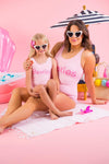 Mom & Me - "Besties" Pink One Piece Swimsuit - Sparkle in Pink